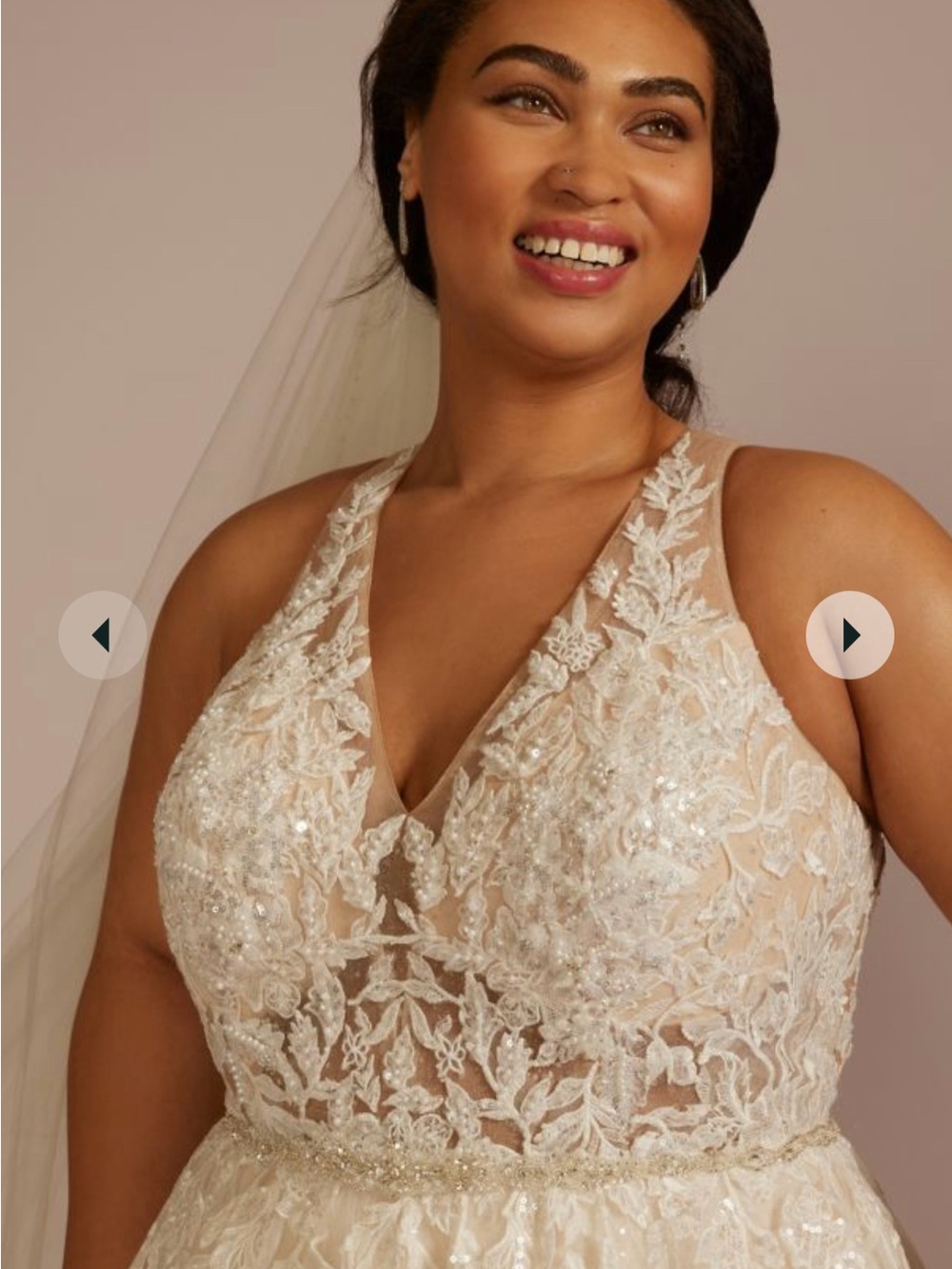 Plus-Size Ivory Lace & Tulle Wedding Dress with Beaded Bodice - Picture 11 of 12